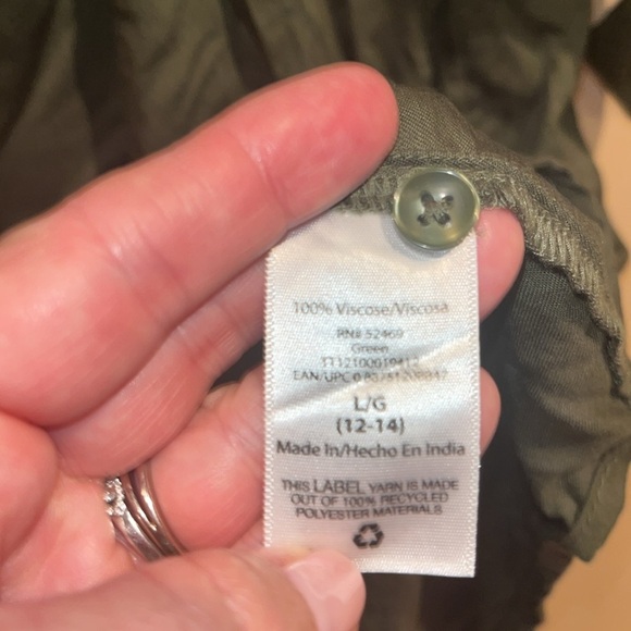 Time and Tru size large green button down shirt dress with tie and pockets - Picture 8 of 9